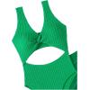 imageMilumia Girls Cut Out One Piece Swimsuit V Neck Twist Front Bathing Suit with Coverup Skirt