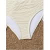 imageMilumia Girls Cute 3 Piece Swimsuit Textured Bikini Set with Beach Cover Up Skirt Bathing SuitBeige