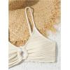 imageMilumia Girls Cute 3 Piece Swimsuit Textured Bikini Set with Beach Cover Up Skirt Bathing SuitBeige