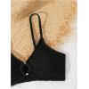 imageMilumia Girls Cute 3 Piece Swimsuit Textured Bikini Set with Beach Cover Up Skirt Bathing SuitBlack