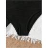 imageMilumia Girls Cute 3 Piece Swimsuit Textured Bikini Set with Beach Cover Up Skirt Bathing SuitBlack