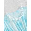 imageMilumia Girls Cute Tie Dye Beach Coverups Pompom Trim Swimsuit Swimwear Cover UpLight Blue