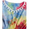 imageMilumia Girls Cute Tie Dye Beach Coverups Pompom Trim Swimsuit Swimwear Cover UpMulti Blue Red