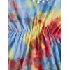 imageMilumia Girls Cute Tie Dye Beach Coverups Pompom Trim Swimsuit Swimwear Cover UpMulti Blue Red