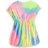 imageMilumia Girls Cute Tie Dye Beach Coverups Pompom Trim Swimsuit Swimwear Cover UpMulti Pink and Green