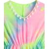 imageMilumia Girls Cute Tie Dye Beach Coverups Pompom Trim Swimsuit Swimwear Cover UpMulti Pink and Green