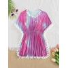 imageMilumia Girls Cute Tie Dye Beach Coverups Pompom Trim Swimsuit Swimwear Cover UpPink Multi