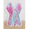 imageMilumia Girls Cute Tie Dye Beach Coverups Pompom Trim Swimsuit Swimwear Cover UpPink Multi
