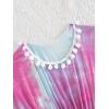 imageMilumia Girls Cute Tie Dye Beach Coverups Pompom Trim Swimsuit Swimwear Cover UpPink Multi