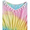 imageMilumia Girls Cute Tie Dye Beach Coverups Pompom Trim Swimsuit Swimwear Cover UpPink and Yellow