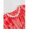 imageMilumia Girls Cute Tie Dye Beach Coverups Pompom Trim Swimsuit Swimwear Cover UpRed