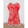 imageMilumia Girls Cute Tie Dye Beach Coverups Pompom Trim Swimsuit Swimwear Cover UpRed