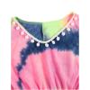 imageMilumia Girls Cute Tie Dye Beach Coverups Pompom Trim Swimsuit Swimwear Cover UpYellow Pink