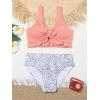 imageMilumia Girls Cute Two Piece Bikini Set Dalmatian Print Frill Trim Knot SwimsuitA Multicolored