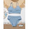 imageMilumia Girls Cute Two Piece Swimsuit V Neck Spaghetti Strap Wireless Bikini SetA Blue