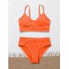 imageMilumia Girls Cute Two Piece Swimsuit V Neck Spaghetti Strap Wireless Bikini SetOrange