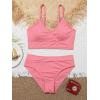 imageMilumia Girls Cute Two Piece Swimsuit V Neck Spaghetti Strap Wireless Bikini SetPink