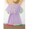 imageMilumia Girls Embroidered Tie Knot Cover Up Sheer Pompom Bikini Coverups BeachwearDusty Purple