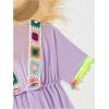 imageMilumia Girls Embroidered Tie Knot Cover Up Sheer Pompom Bikini Coverups BeachwearDusty Purple