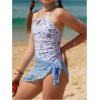 imageMilumia Girls Floral Halter Cutout One Piece Swimsuit with Ruffle Cover Up SkirtsBlue