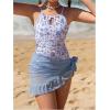 imageMilumia Girls Floral Halter Cutout One Piece Swimsuit with Ruffle Cover Up SkirtsBlue