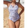 imageMilumia Girls Floral Halter Cutout One Piece Swimsuit with Ruffle Cover Up SkirtsBlue