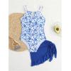 imageMilumia Girls Floral Halter Cutout One Piece Swimsuit with Ruffle Cover Up SkirtsDeep Blue