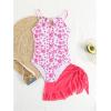 imageMilumia Girls Floral Halter Cutout One Piece Swimsuit with Ruffle Cover Up SkirtsPink