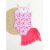 imageMilumia Girls Floral Halter Cutout One Piece Swimsuit with Ruffle Cover Up SkirtsPink