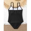 imageMilumia Girls One Piece Swimsuit Solid Spaghetti Strap Cute Swimwear Bathing SuitG Black