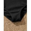 imageMilumia Girls One Piece Swimsuit Solid Spaghetti Strap Cute Swimwear Bathing SuitG Black