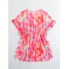 imageMilumia Girls Printed Sheer Beach Coverups Ruffle Trim Swimsuit Swimwear Cover UpWatermelon Pink