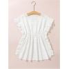 imageMilumia Girls Ruffle Trim Short Sleeve Beach Cover Ups Crochet Cover Up TopsWhite