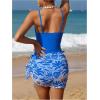 imageMilumia Girls Spaghetti Strap Bowknot One Piece Bathing Suit with Cover Up SkirtBlue