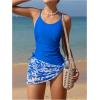 imageMilumia Girls Spaghetti Strap Bowknot One Piece Bathing Suit with Cover Up SkirtBlue