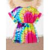 imageMilumia Girls Tie Dye Mesh Beach Coverups Ruffle Swimsuit Swimwear Cover UpMulti Blue Pink Yellow