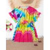 imageMilumia Girls Tie Dye Mesh Beach Coverups Ruffle Swimsuit Swimwear Cover UpMulti Blue Pink Yellow