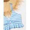 imageMilumia Girls Two Piece Bikini Set Striped Ruffle Trim Cut Out SwimsuitStriped Blue White