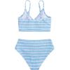 imageMilumia Girls Two Piece Swimsuit Striped Spaghetti Strap Wireless Bikini SetStriped Blue