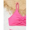 imageMilumia Girls Two Piece Swimsuit V Neck Ruched Spaghetti Strap Wireless Bikini SetSolid Hot Pink
