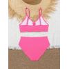 imageMilumia Girls Two Piece Swimsuit V Neck Ruched Spaghetti Strap Wireless Bikini SetSolid Hot Pink