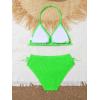 imageMilumia Girls Two Piece Swimsuits Textured V Neck Halter Knot Swimwear Bikini SetsGreen
