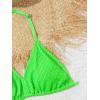 imageMilumia Girls Two Piece Swimsuits Textured V Neck Halter Knot Swimwear Bikini SetsGreen