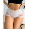 imageMilumia Women Sexy Boyshorts Lace Mesh Panties Low Rise Cheeky UnderwearLight Pink