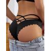 imageMilumia Women Sexy Floral Lace Underwear Criss Cross Seamless Bikini Panty BriefBlack