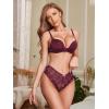 imageMilumia Women Sexy Floral Lace Underwear Criss Cross Seamless Bikini Panty BriefLilac Purple