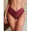 imageMilumia Women Sexy Floral Lace Underwear Criss Cross Seamless Bikini Panty BriefRed
