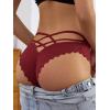 imageMilumia Women Sexy Floral Lace Underwear Criss Cross Seamless Bikini Panty BriefRed