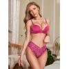 imageMilumia Women Sexy Floral Lace Underwear Criss Cross Seamless Bikini Panty BriefViolet