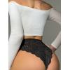 imageMilumia Women Sexy Lace Panties Underwear High Waisted Thongs French Cut BikinisBlack